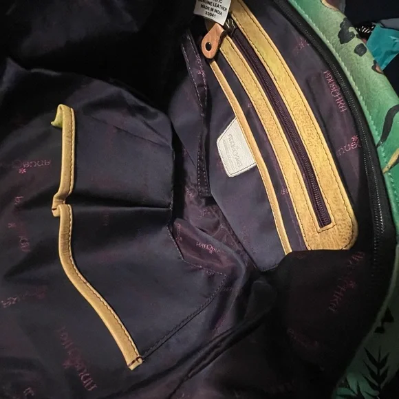 Anuschka Hand-Painted Butterfly Design Green Leather Tote - Picture 14 of 16